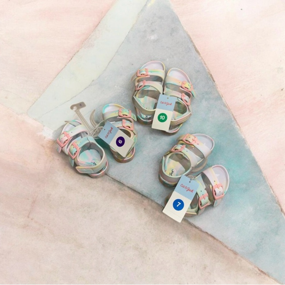 Buy one get one 50% off 
Pastel Rainbow Buckle Sandals - Pink, Mint, Yellow